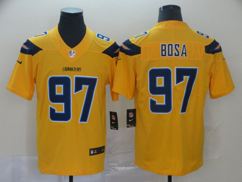 Men Los Angeles Chargers #97 Bosa Yellow 2019 Vapor Untouchable Nike Inverted Legend NFL Jerseys->los angeles chargers->NFL Jersey